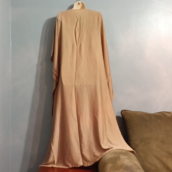 Champagne women's batwing maxi dress lace up front size 2x - Picture 12 of 17